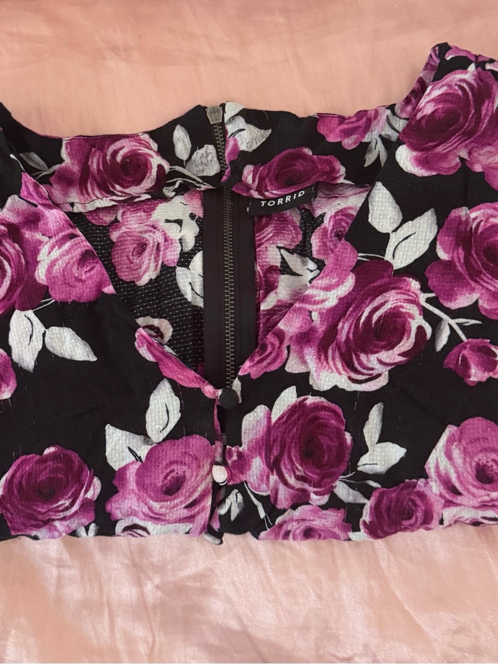 Floral Black & Magenta Women's Blouse - Picture 7 of 7